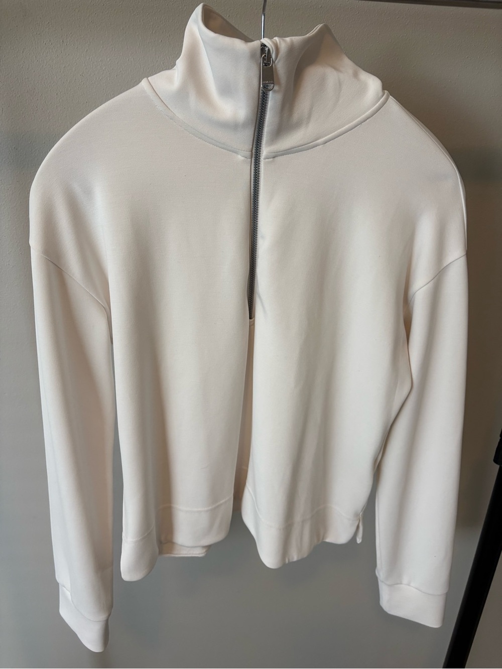Athleta Cream Half-Zip Funnel Neck Bomber Pullover